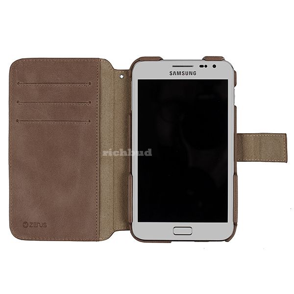 Brown Prestige Genuine Leather Wallet Case For Samsung Galaxy Note 