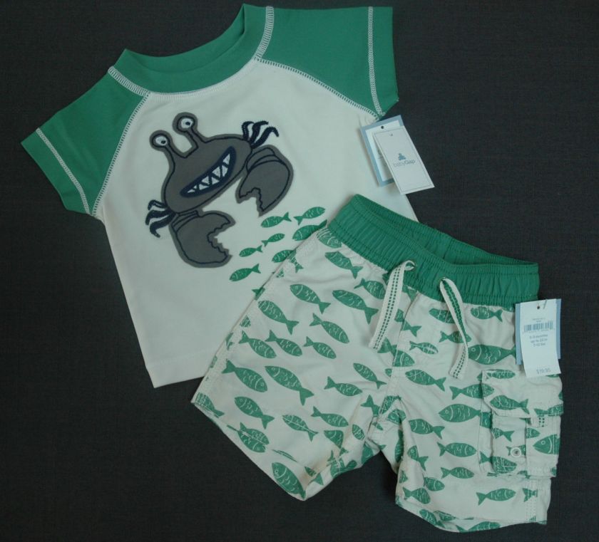 NWT BABY GAP BOYS VILLA CENTINALE FISH GRAPHIC RASHGUARD T & SWIMSUIT 