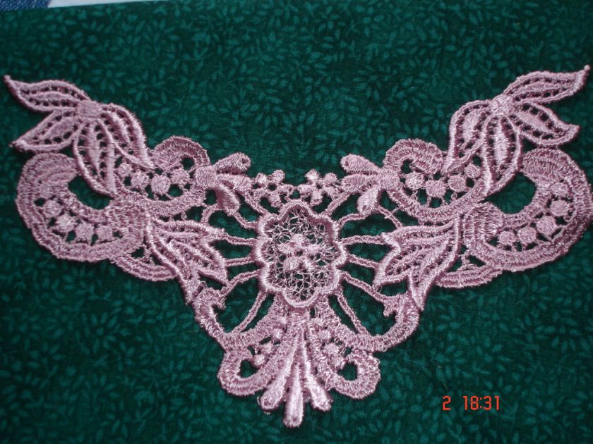 MAUVE VENISE FLORAL YOKE FABRIC LACE APPLIQUE  