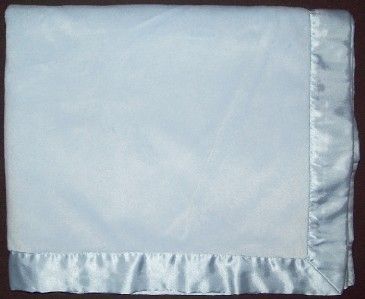   ONE YEAR Blue MINKY Velour BABY BLANKET Satin Trim BOYS Smooth  