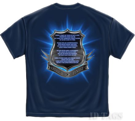 Policemans Prayer Americas Finest Police T Shirt  