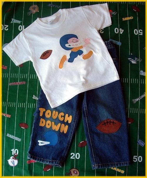 Boutique Football 2 pc. set boy size 2 6 applique  