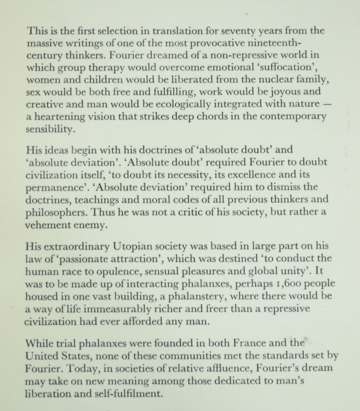 BEECHER & BIENVENU (eds) The Utopian Vision of Charles Fourier PB 