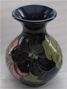 MOORCROFT VASE IN ANEMONE PATTERN COBALT 1950S  