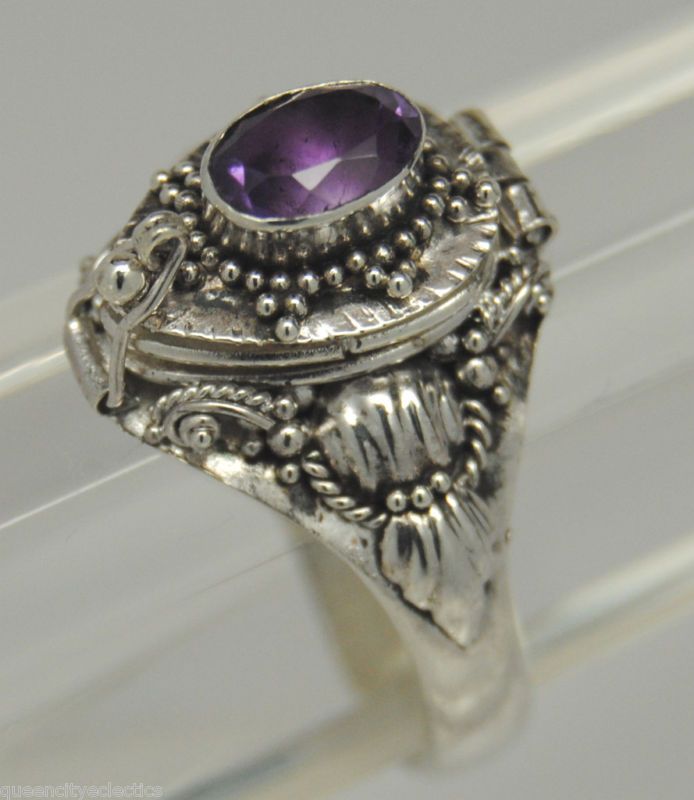   AMETHYST CREMATION URN RING SIZE 8.5 STERLING SILVER URNS PET URN