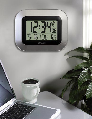 La Crosse Technology WT 8005U S Atomic Digital Wall Clock w/ Temp 