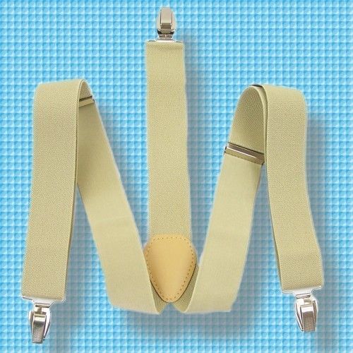 Unisex Adjustable Clip on Beige suspenders braces BD907  