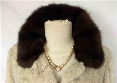 VINTAGE 1950S SOFT CREAM ASTRAKHAN PERSIAN LAMB COAT SABLE COLLAR 