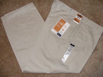 NWT HAGGAR No Iron TAN flat front Dress Classic Khaki pants 42/29 