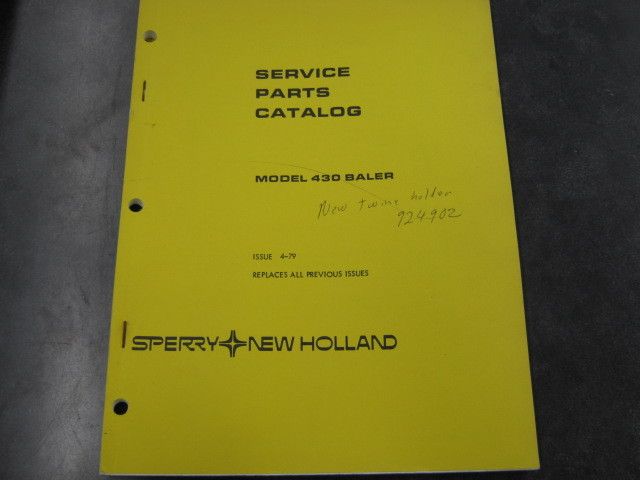 NEW HOLLAND 430 BALER SERVICE PARTS CATALOG  