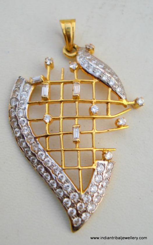 20k GOLD CZ PENDANT NECKLACE RAJASTHAN INDIA  