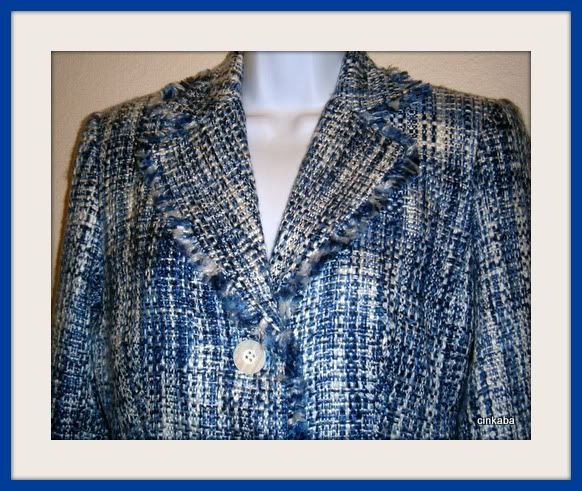 CHADWICKS blazer JACKET womens SZ 2P HTF acetate blue DESIGNER 