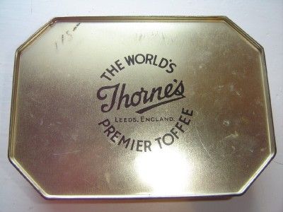 Vintage Thornes Premier Toffee Tin Cottages Horses Man  