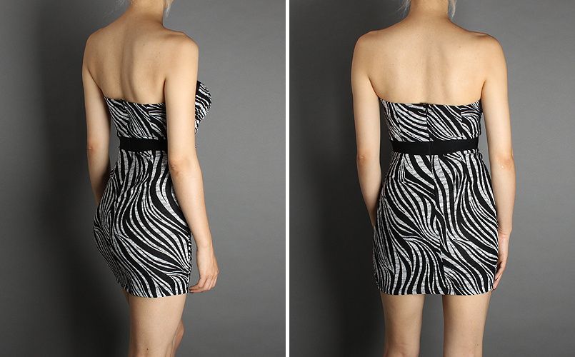 Zebra Print Lace Cocktail Evening Party Mini Dress 1XL  