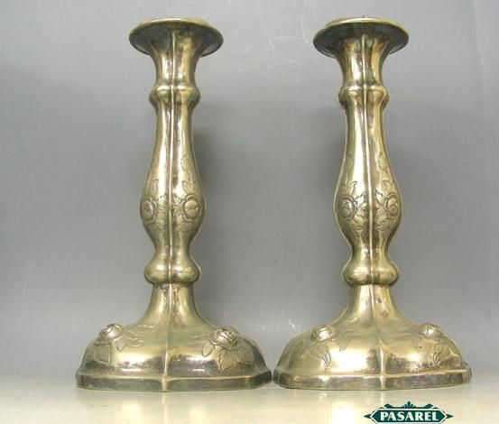 Superb Austrian Silver Candlesticks By Berndorf Ca 1900  