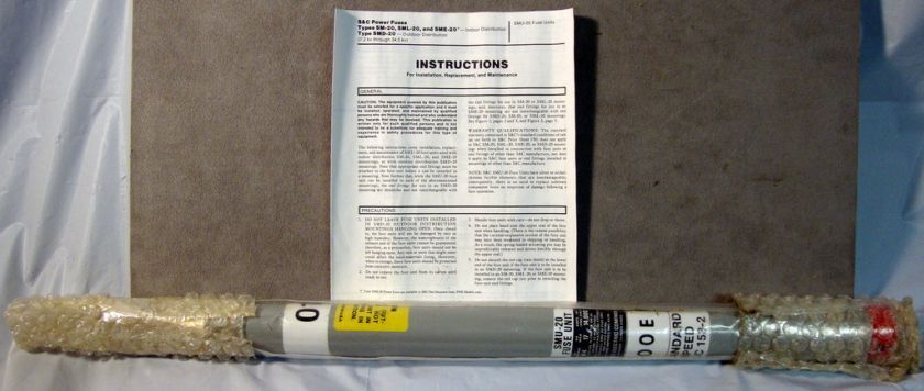 ELECTRIC COMPANY SMU 20 FUSE UNIT Standard Speed  