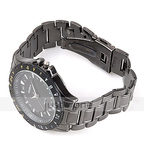   Mens Sport Casual Business Metal Band Quartz Wrist Watch Black  