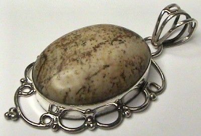 BEAUTIFUL LARGE ESTATE BIGGS JASPER STERLING PENDANT  