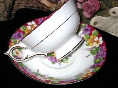 Paragon PURPLE VIOLETS & BLOSSOM Tea Cup and Saucer  