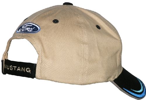 Ford Mustang Pony Logo 3 Bar Hat Cap Tan/Black OSFM NWT  