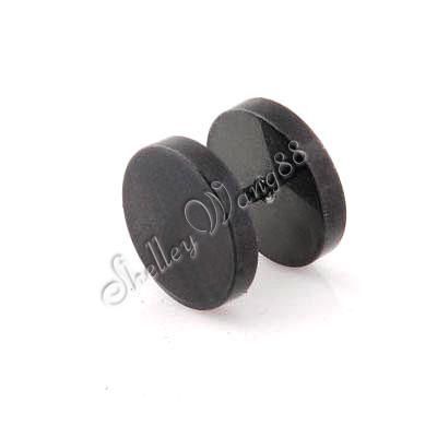 Fashion Stainless Steel Mens Plain Black Stud Earrings  