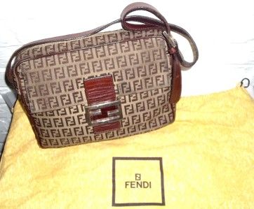 VINTAGE AUTHENTIC *FENDI* MONOGRAM SHOULDER BAG SATCHEL PURSE WITH 