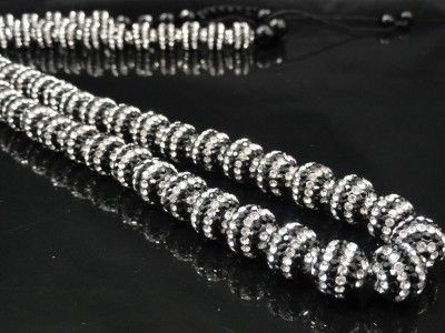 Mens Black & White Swarovski Crystal 32 Inch Chain Necklace+Free 