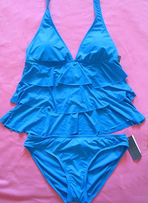 VICTORIAS SECRET RUFFLE TANKINI TOP SWIMWEAR SWIMSUIT SWIM SUIT SIZE M 