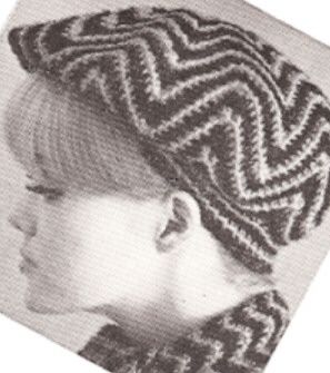 Vintage Tam Beret Hat Striped Ripple Crochet Pattern  