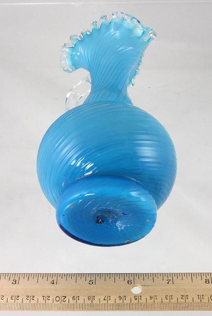 Lovely Blue American Victorian c1880 Art Glass Cased Glass Ewer Vase 