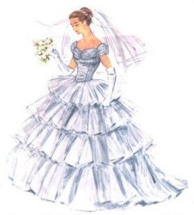 100 RUFFLED WEDDING GOWN PATTERN ALL SIZE DOLLS  