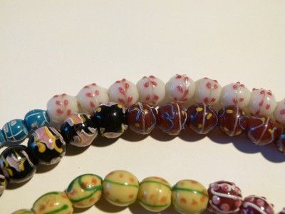 Antique MILLEFIORI CANE GLASS BEAD NECKLACE & VIENNA WEDDING CAKE 