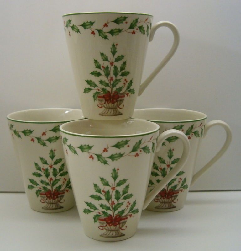 Lenox HOLIDAY Accent Mug HOLLY TREE 4 NEW  