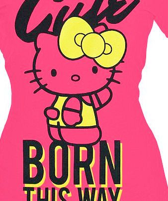 HELLO KITTY~ PINK CUTE BORN THIS WAY YELLOW BOW SHIRT  