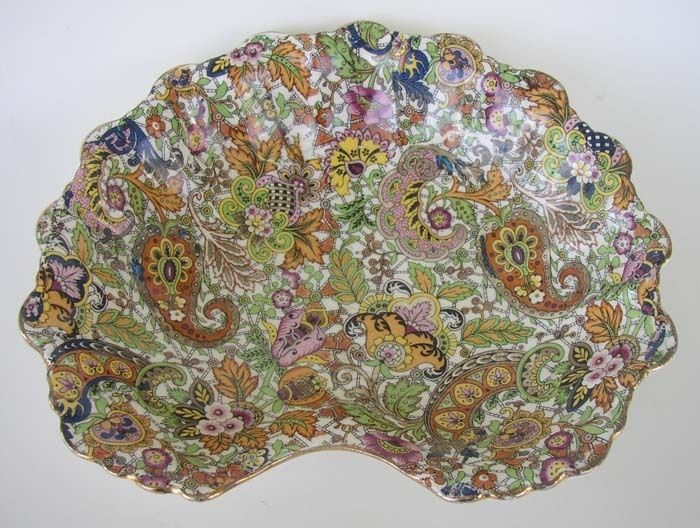 JAMES KENT PAISLEY CHINTZ SHELL SERVING DISH  