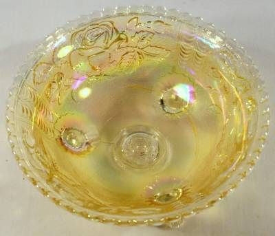 Imperial Glass Lustre Rose Footed Fruit Bowl Clambroth  