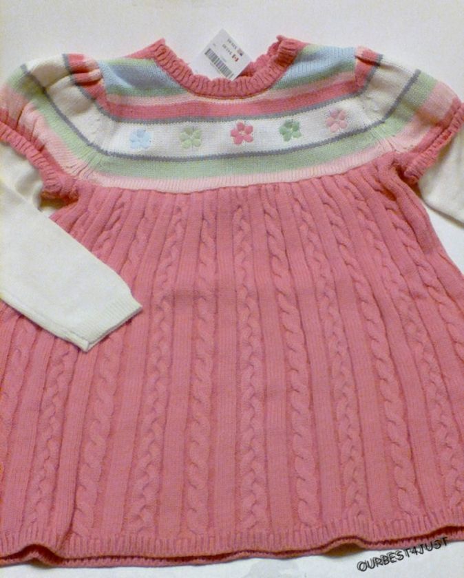 NWT Gymboree FAIRY WISHES Flower Stripe Double Sleeve Sweater Dress 4T 