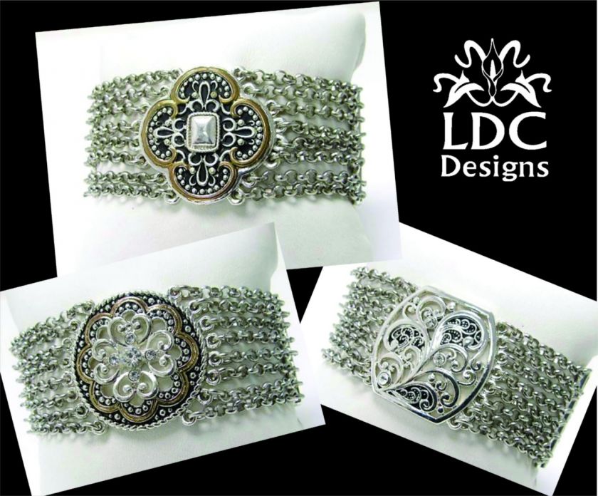 Fancy Multi Chain Silver Bracelet Magnetic  3 styles  