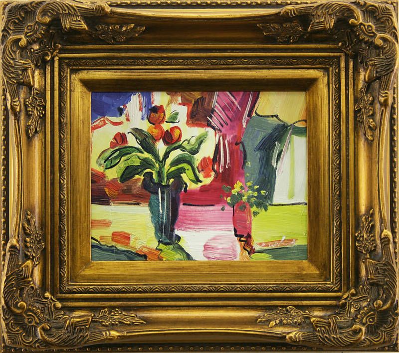 Abstract Flower Vase Still Life   FRAMED OIL PAINTING  