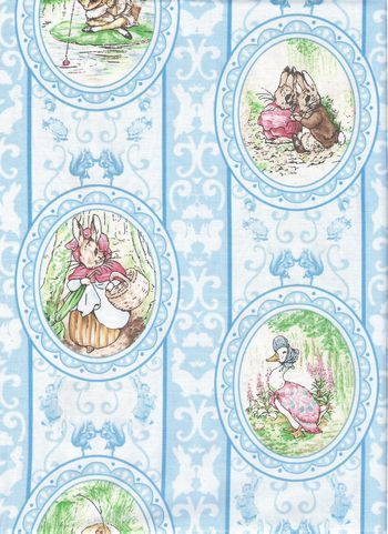 BEATRIX POTTER VICTORIAN NURSERY OVALS fabric RARE  