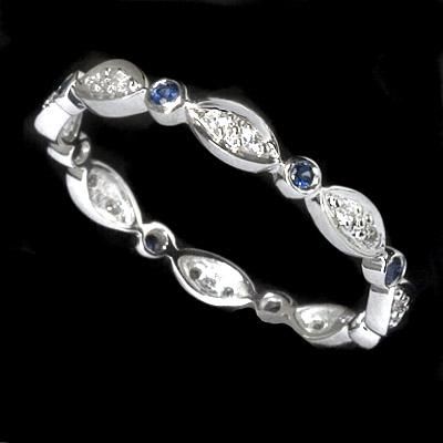 PLATINUM WEDDING BAND DIAMOND SAPPHIRE ETERNITY RING  