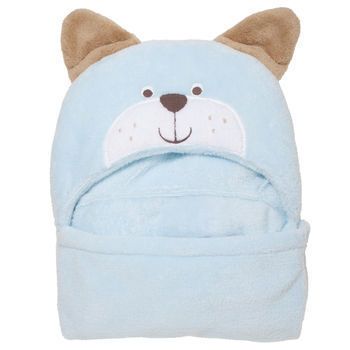 New Carters Newborn Baby Blue Hooded Puppy Dog Face Plush Fleece 