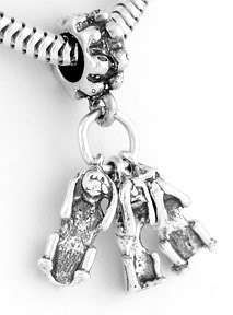 STERLING SILVER HEAR, SEE, SPEAK NO EVIL DANGLE BEAD  