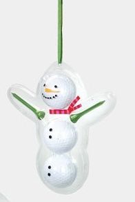 GOLF BALLS & TEES Grab Bag Gift SNOWMAN Ornament GREEN  