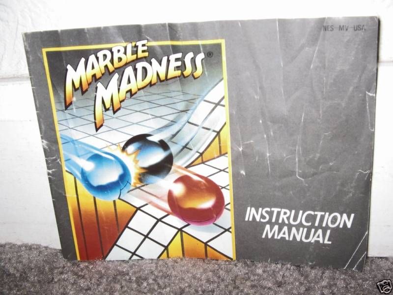 MARBLE MADNESS INSTRUCTION MANUAL/BOOKLET Nintendo Nes  