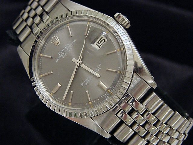 MENS SS STAINLESS STEEL ROLEX DATEJUST DATE WATCH SLATE  