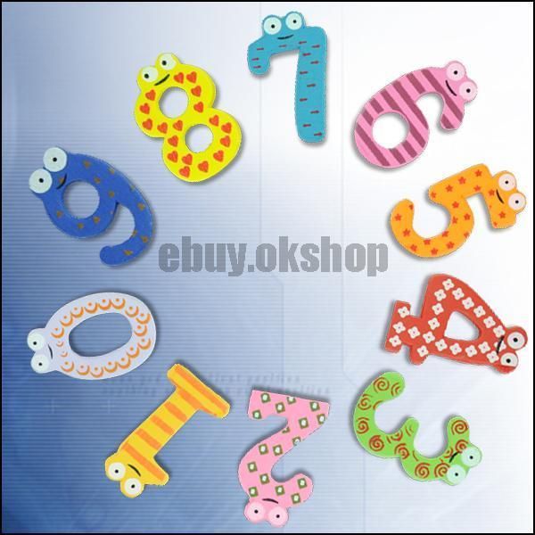 Cute Xmas Gift Set Of 10 Number Wooden Fridge Magnet  