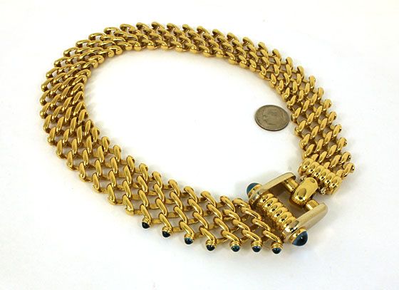 DESIGNER SIGNORETTI 18K GOLD & GEMS HEFTY NECKLACE  