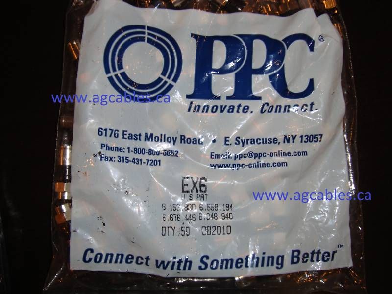 PPC EX6 RG6 Compression Connectors QTY 1000pcs 20 bags  