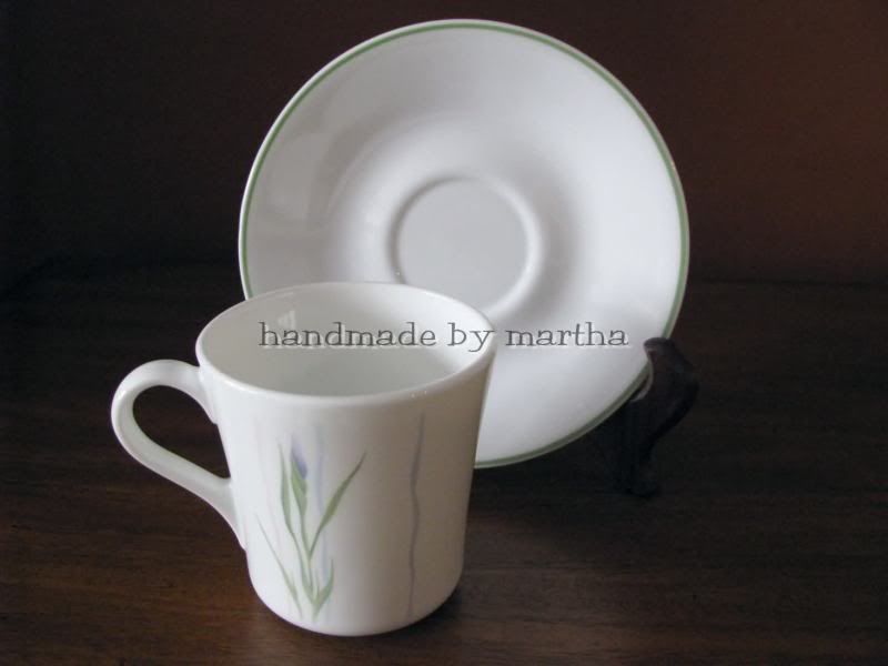 Corelle/Corning Shadow Iris Coffee Mug Cup with Saucer  